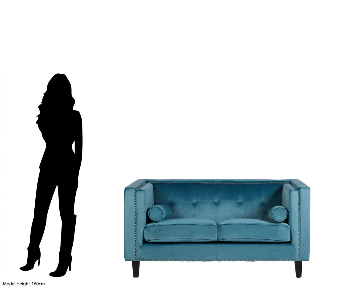Felisa Two Seat Blue Velvet Sofa