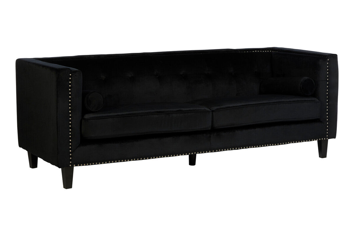 Felisa 3 Seat Black Velvet Sofa - Image 2