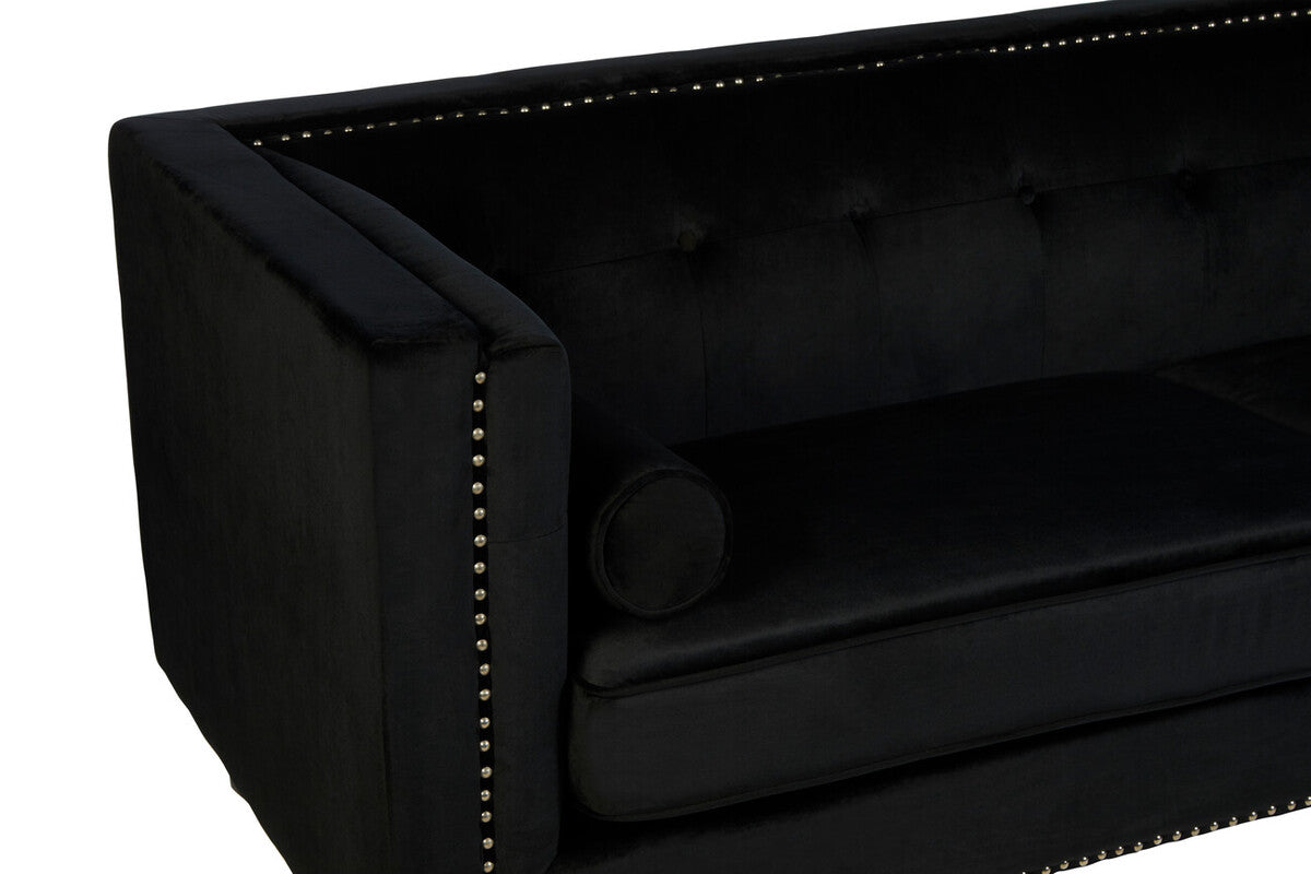 Felisa 3 Seat Black Velvet Sofa - Image 5