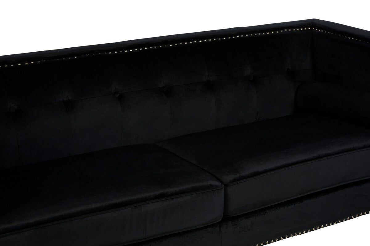 Felisa 3 Seat Black Velvet Sofa - Image 6
