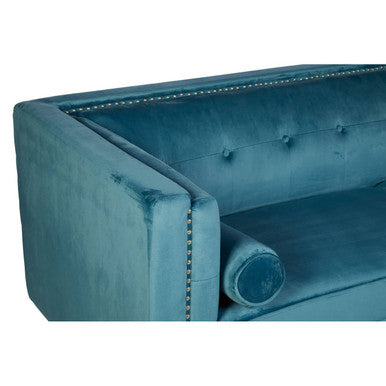 3 Seater Teal Blue Velvet Sofa, Felisa