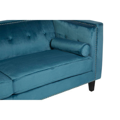 3 Seater Teal Blue Velvet Sofa, Felisa