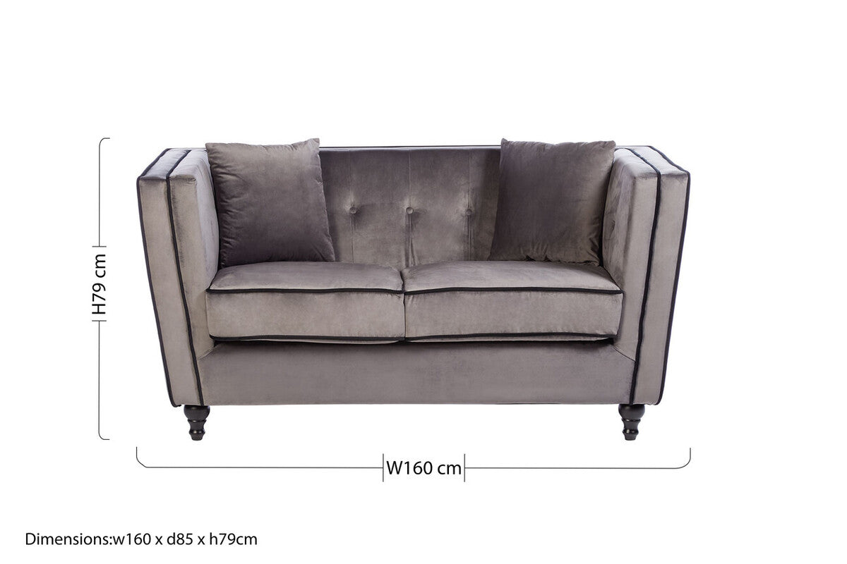 Ferris Grey Velvet 2 Seat Sofa