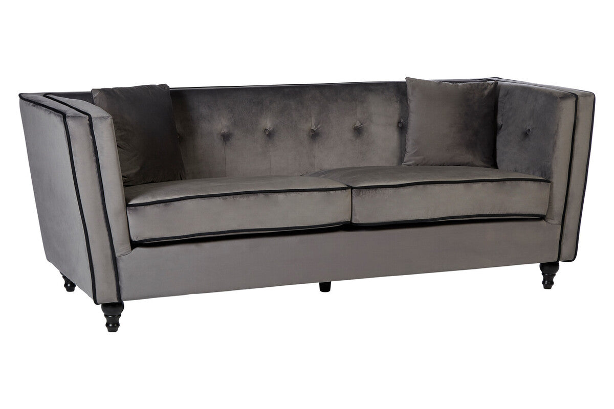 Ferris 3 Seat Grey Velvet Sofa