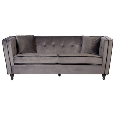 Ferris 3 Seat Grey Velvet Sofa
