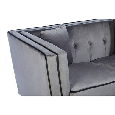 Ferris 3 Seat Grey Velvet Sofa