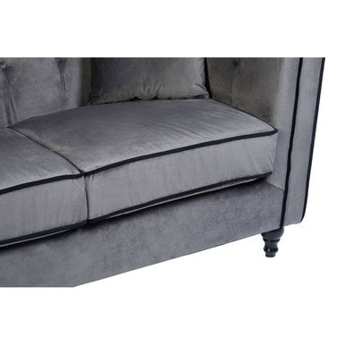 Ferris 3 Seat Grey Velvet Sofa