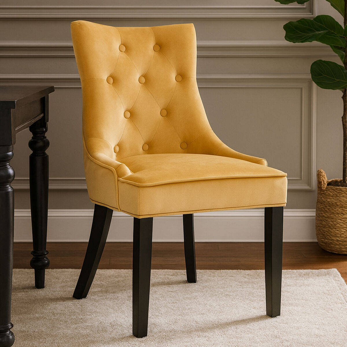 Daxton Ochre Velvet Dining Chair - image 1