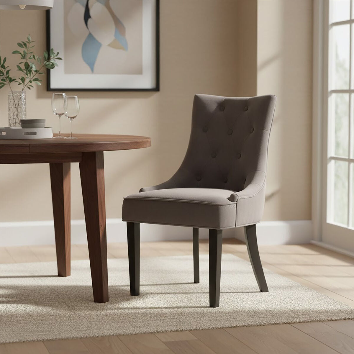 Daxton Storm Grey Velvet Dining Chair