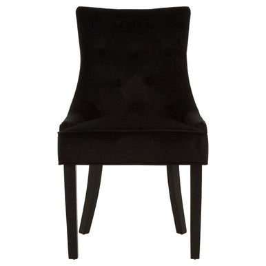 Black upholstered chair on a white background