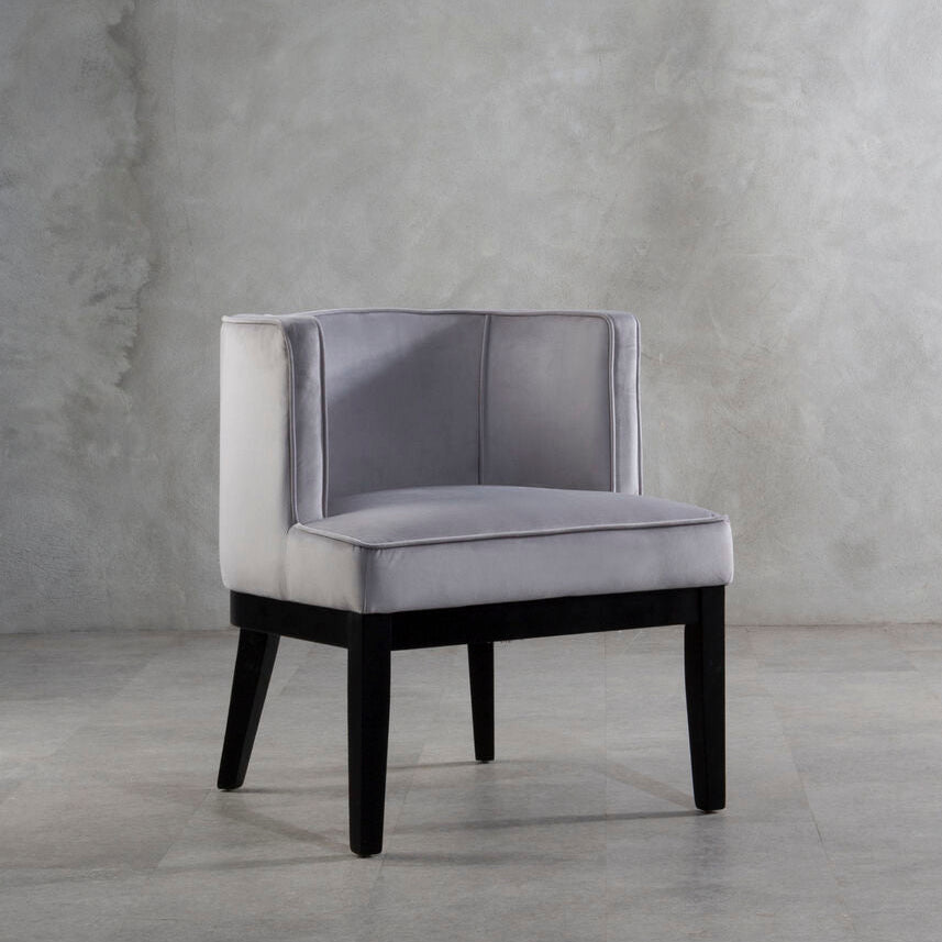 Daxton Light Grey Velvet Curved Back Chair - image 3