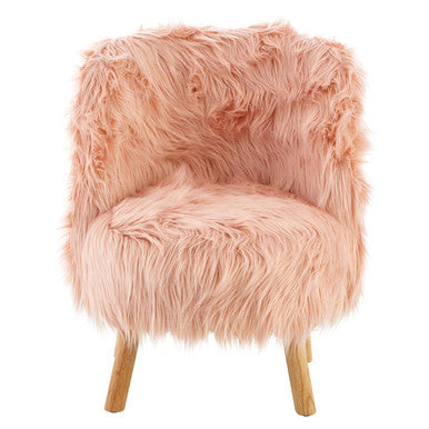 Kids Pink Faux Fur Chair