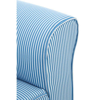 Kids Blue And White Stripe Rocker With Footstool