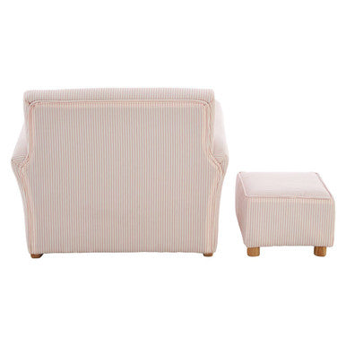 Kids Pink And White Stripe Rocker With Footstool