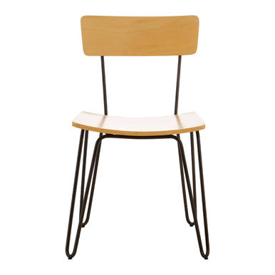 Chair with wooden seat and backrest on a white background