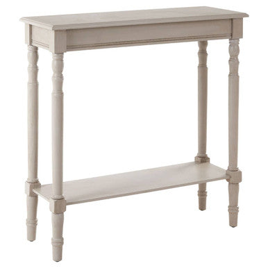 Grey Pine Wood Console Table with Spindle Legs and Bottom Shelf, Heritage