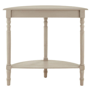 Heritage Grey Putty Wooden Half Moon Console Table with Lower Shelf