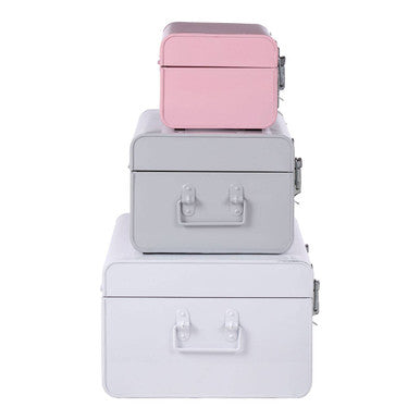 Parley Set Of Three Assorted Pink And Grey Storage Trunks