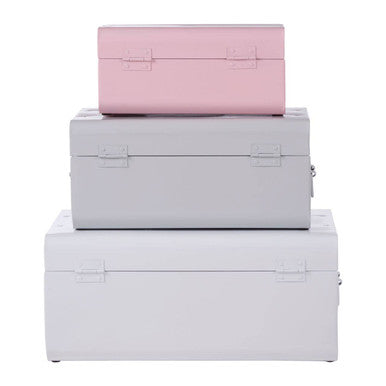 Parley Set Of Three Assorted Pink And Grey Storage Trunks
