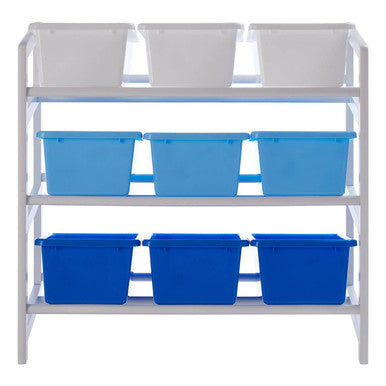 Three Tier White And Blue Kids Storage Unit