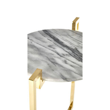 Cibal White Marble Side Table With Warm Gold Base - image 7