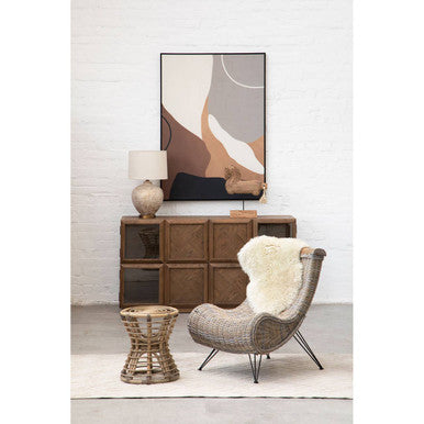 Maka Grey Natural Rattan Stool - image 4