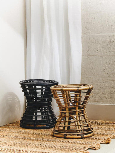 Maka Grey Natural Rattan Stool