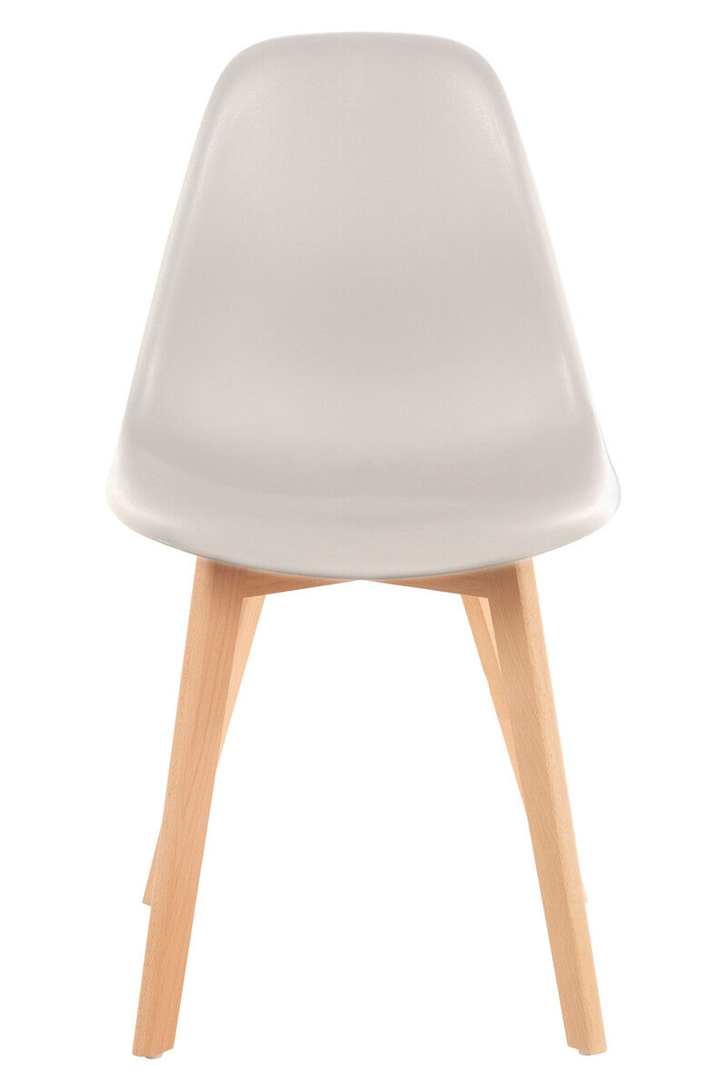 White chair with wooden legs on a white background