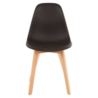 Black chair with wooden legs on a white background