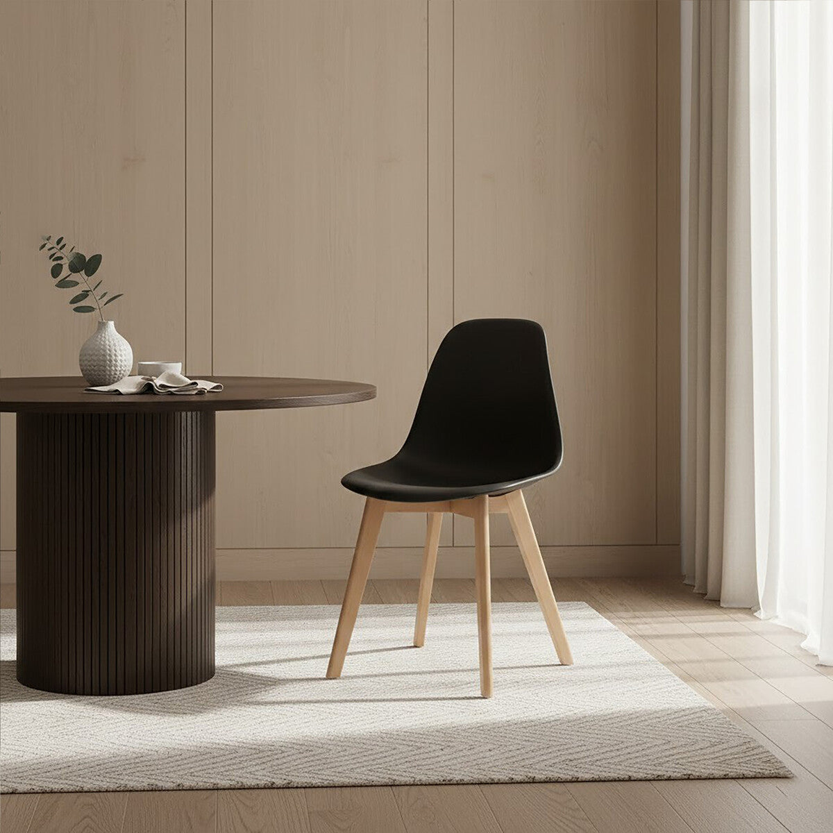 Stockholm Black Chair With Beech Wood Legs