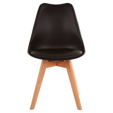 Black chair with wooden legs on a white background