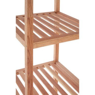 ARLA 5 Tier Walnut Wood Bathroom Shelf Unit