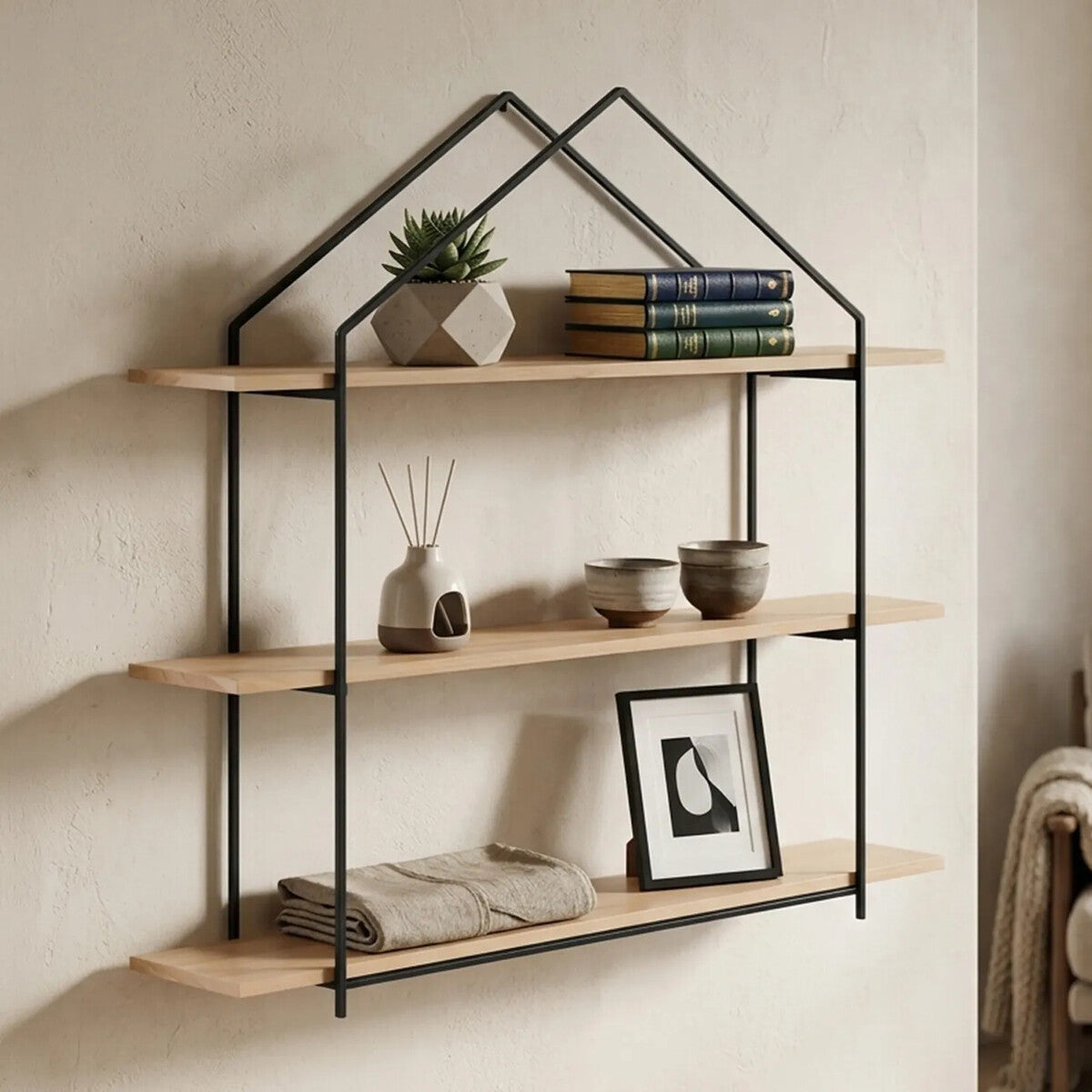 Brixton 3 Tier Wooden Wall Shelves