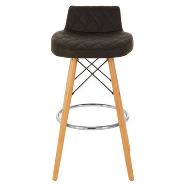 Stockholm Black Leather Effect Seat Bar Stool
