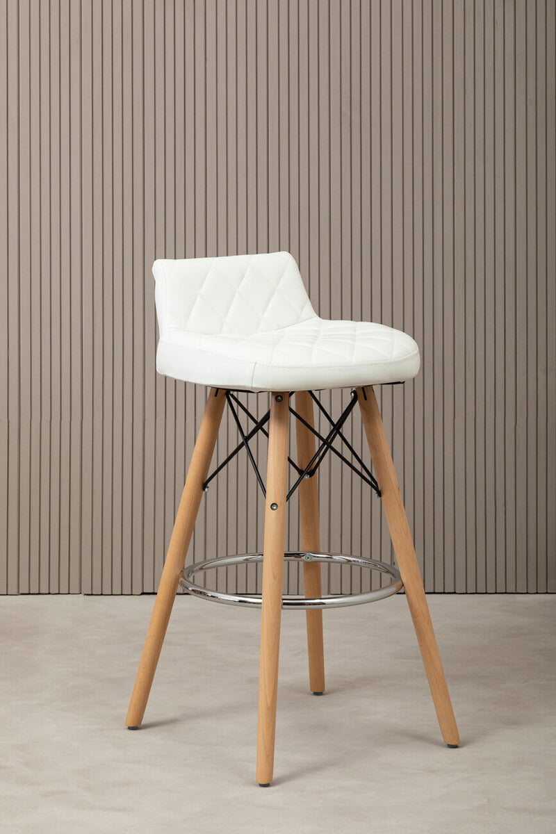 Stockholm White Leather Effect Seat Bar Stool