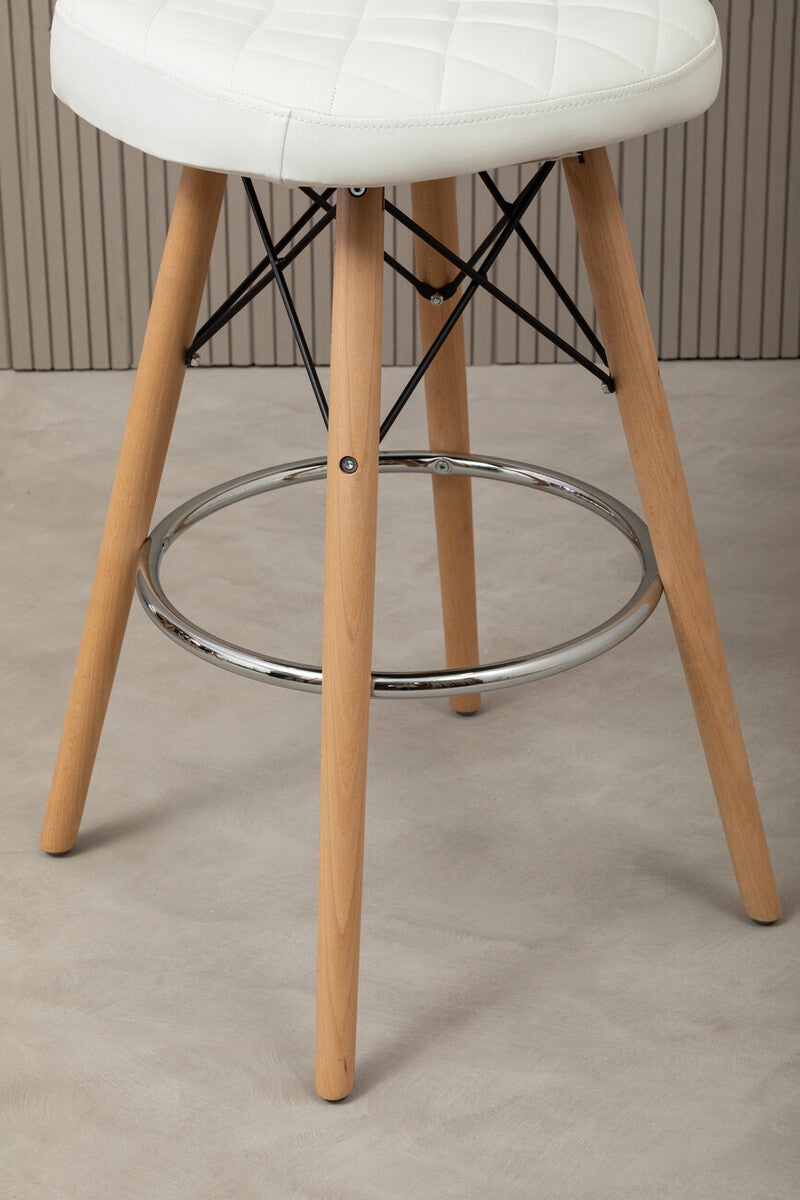 Stockholm White Leather Effect Seat Bar Stool