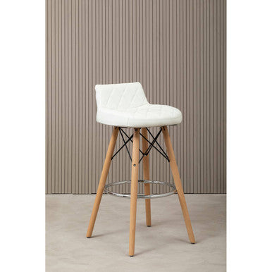 Stockholm White Leather Effect Seat Bar Stool