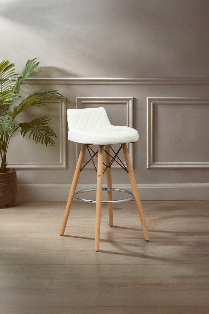 Stockholm White Leather Effect Seat Bar Stool