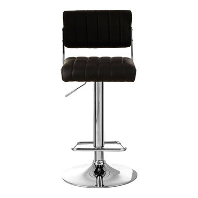 Black bar stool with chrome base on a white background