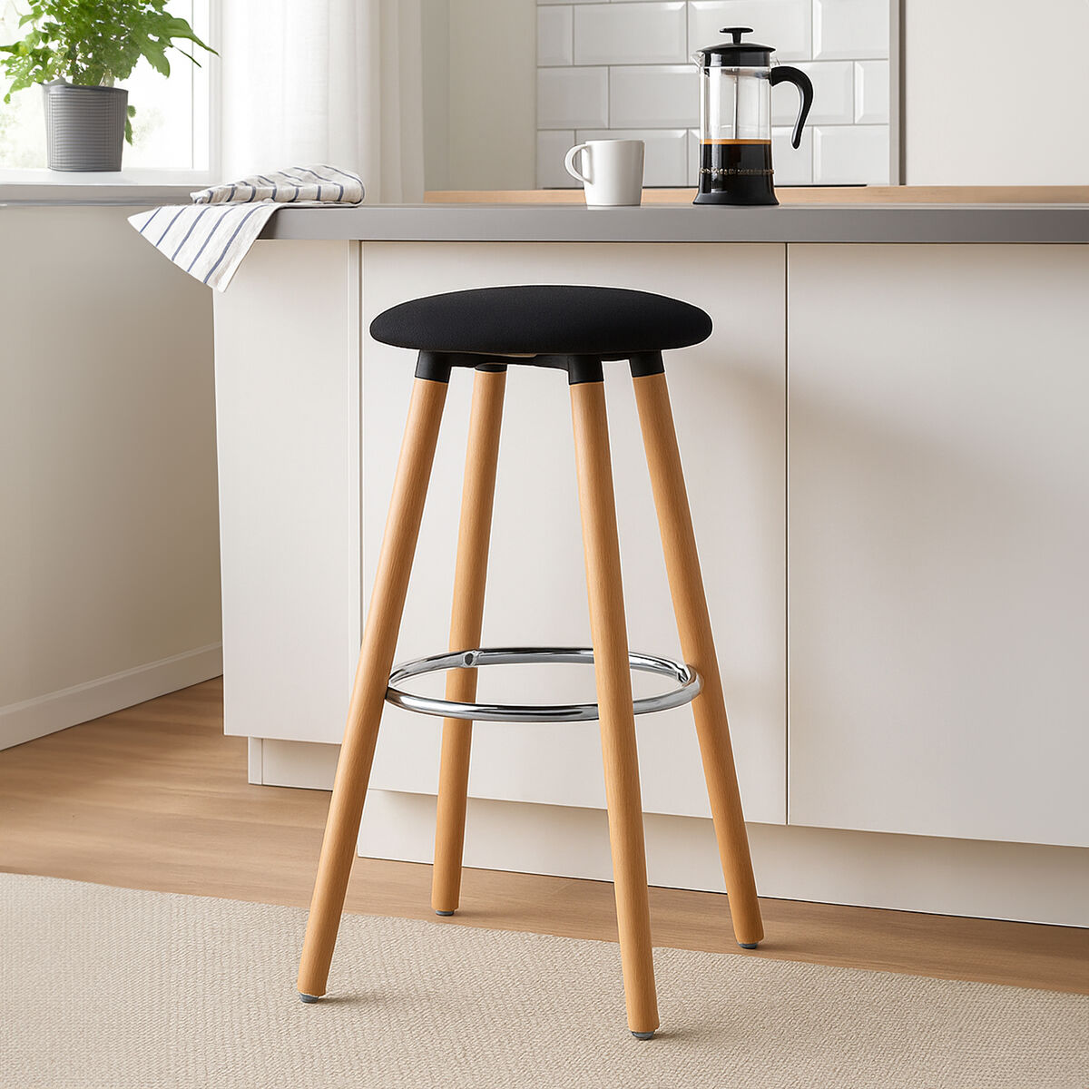 Stockholm Black Round Bar Stool