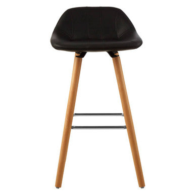 Black bar stool with wooden legs on a white background