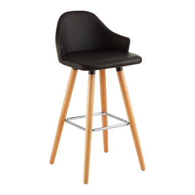 Stockholm Black Curved Backrest Bar Stool