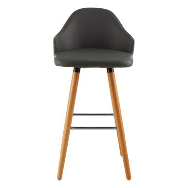 Stockholm Grey Faux Leather Bar Stool with Beechwood Legs