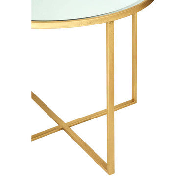 Set of 5 Champagne Gold Wood and Metal Nesting Tables with Glass Top | Farran