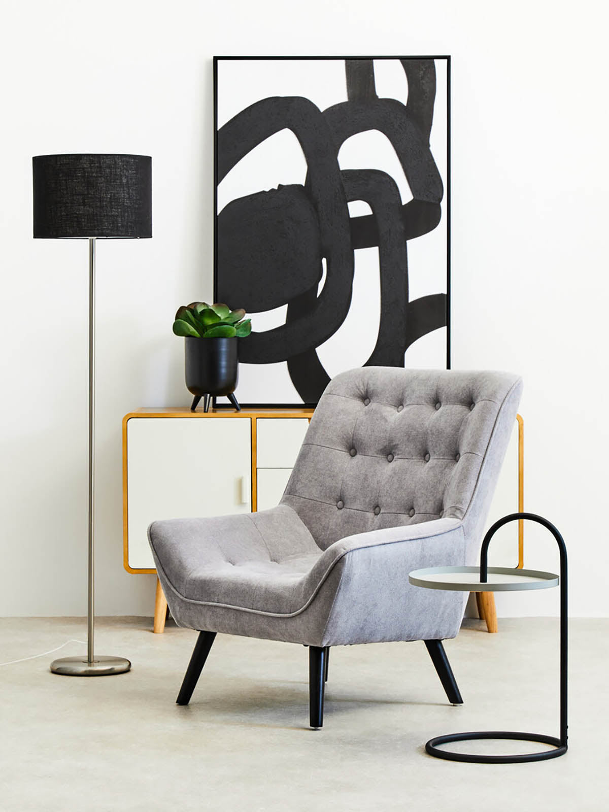 Stockholm Grey Curved Chair