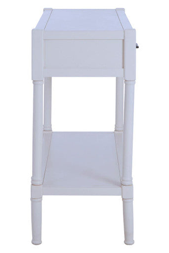 White Wooden Console Table with 2 Storage Drawers and Lower Open Shelf, Heritage