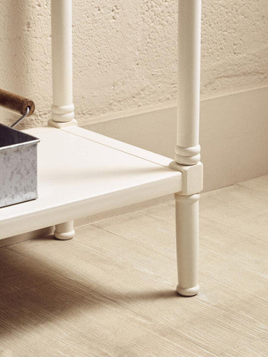 White Wooden Console Table with 2 Storage Drawers and Lower Open Shelf, Heritage