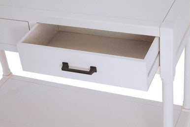White Wooden Console Table with 2 Storage Drawers and Lower Open Shelf, Heritage