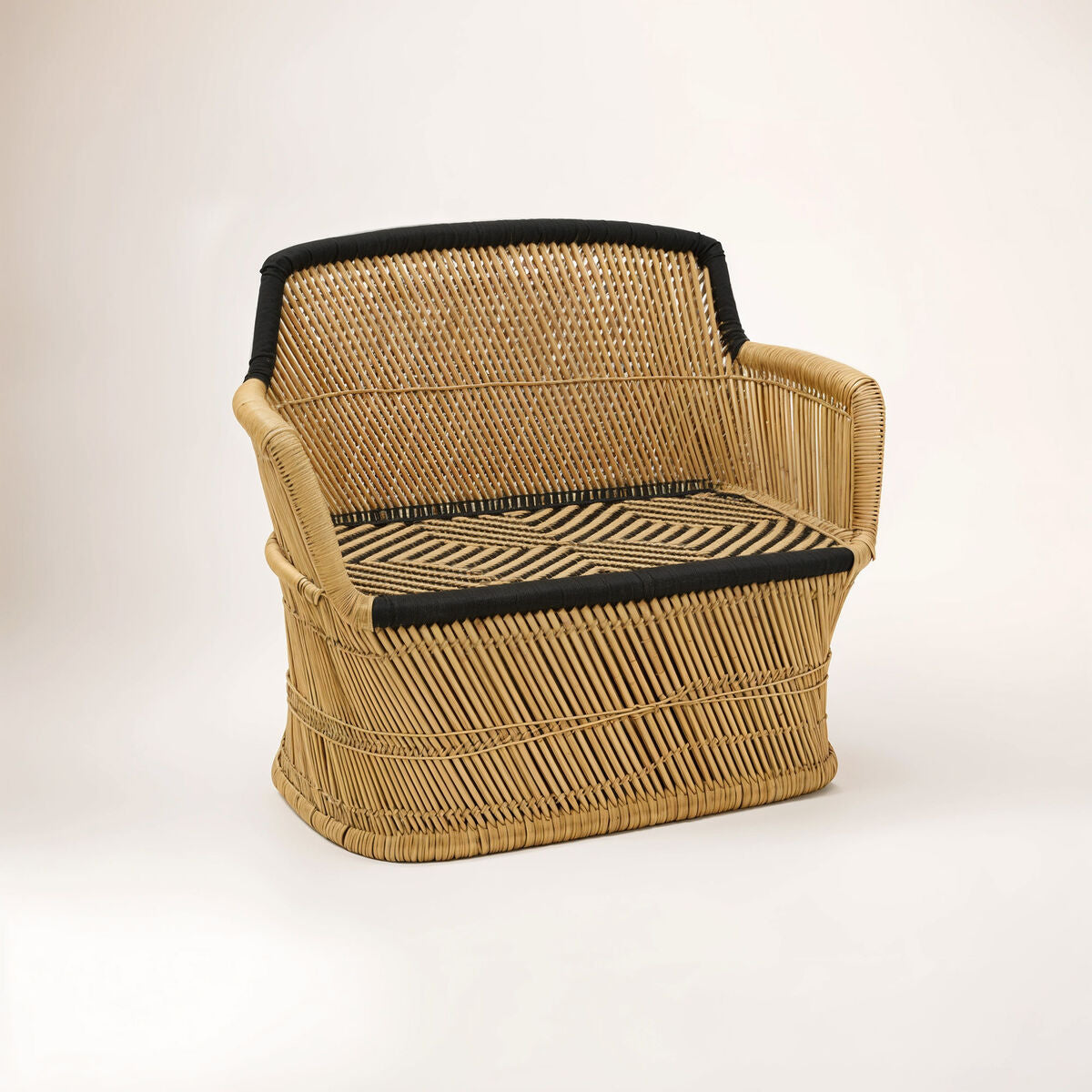 2 Seater Natural and Black Sofa, Rowan