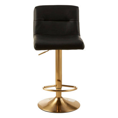 Black bar stool with gold base on a white background
